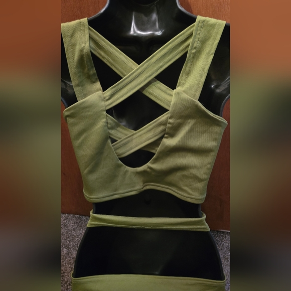 Olive green CUTE cut out swimsuit NEW no tags - Picture 9 of 11